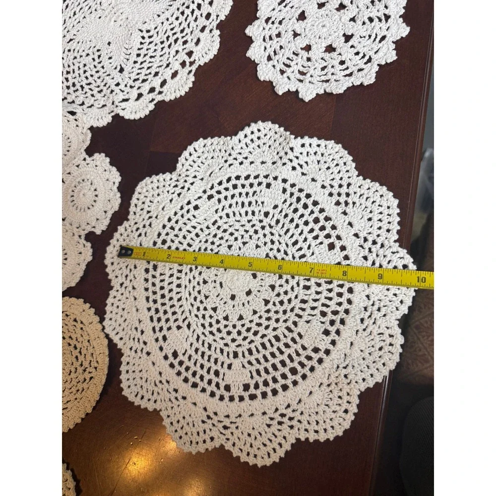 Vintage Hand Crochet Doily Lot  White Cream Lace Floral Cottagecore Boho